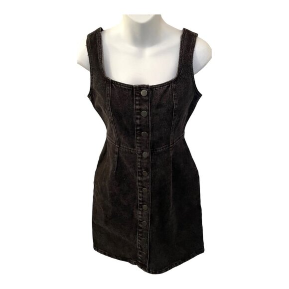 Urban Outfitters Black Corduroy Jumper Size 0 Mini Dress Sleeveless Button - Picture 5 of 8